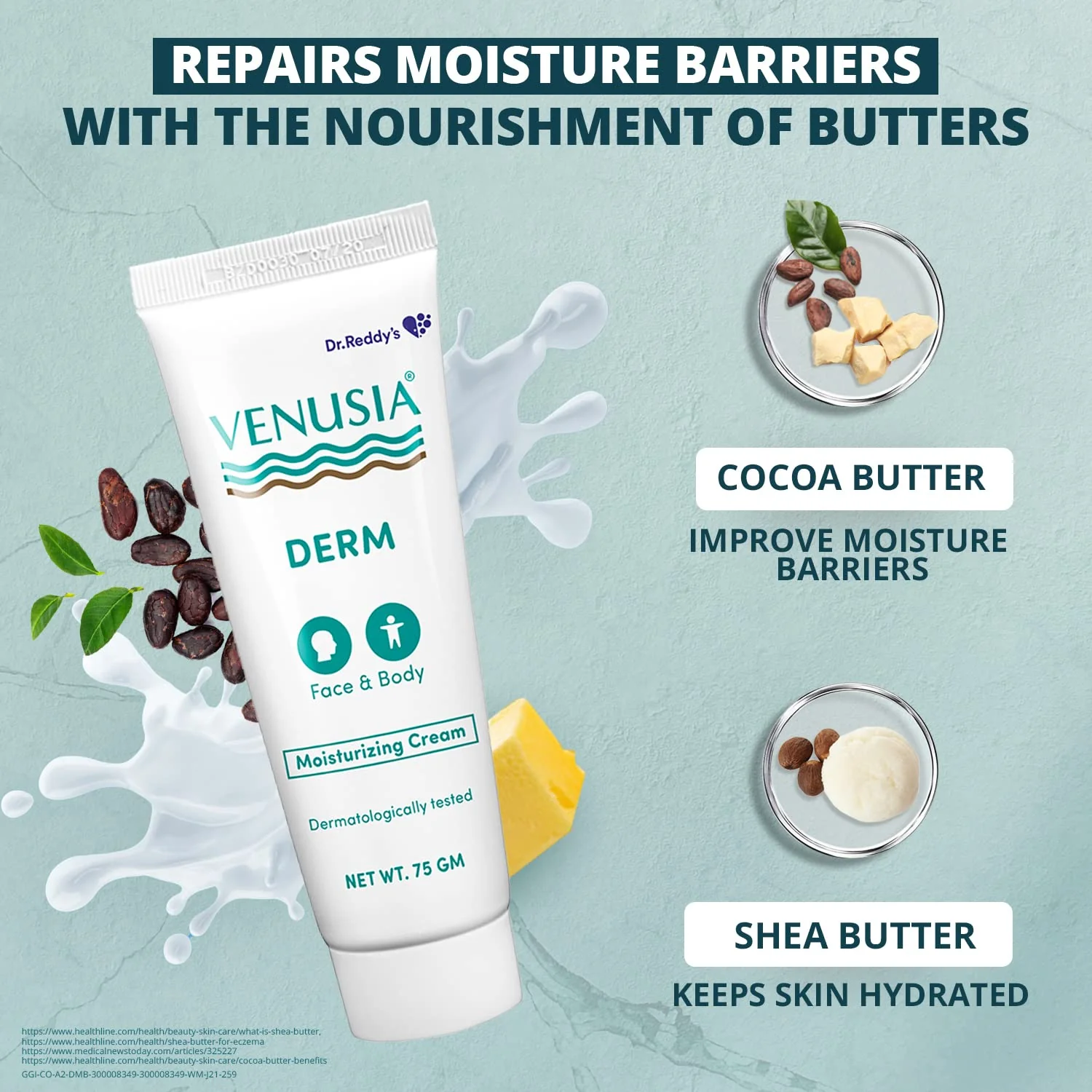 Dr Reddys Venusia Baby Intensive Moisturizing Cream For Dry and Ultra dry Skin Contains Cocoa Aloe Mango & Shea Butters | 75 gm and Venusia Derm Moisturing Cream 75 g - Image 6