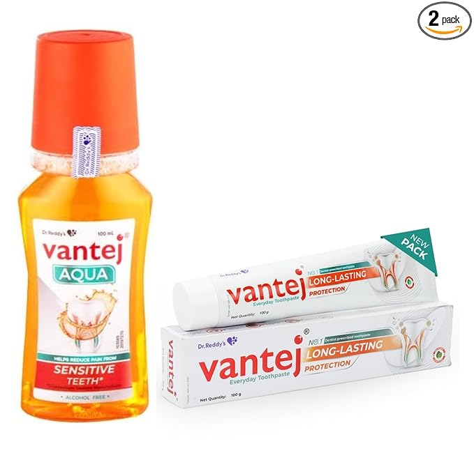 Vantej Toothpaste For Sensitive Teeth 100G  Aqua Advanced Protection Mouthwash For Rapid Sensitivity Pain Relief In 3 Days 100 ml