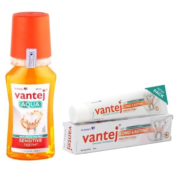 Vantej Toothpaste For Sensitive Teeth 50G Aqua Advanced Protection Mouthwash For Rapid Sensitivity Pain Relief In 3 Days 100 ml