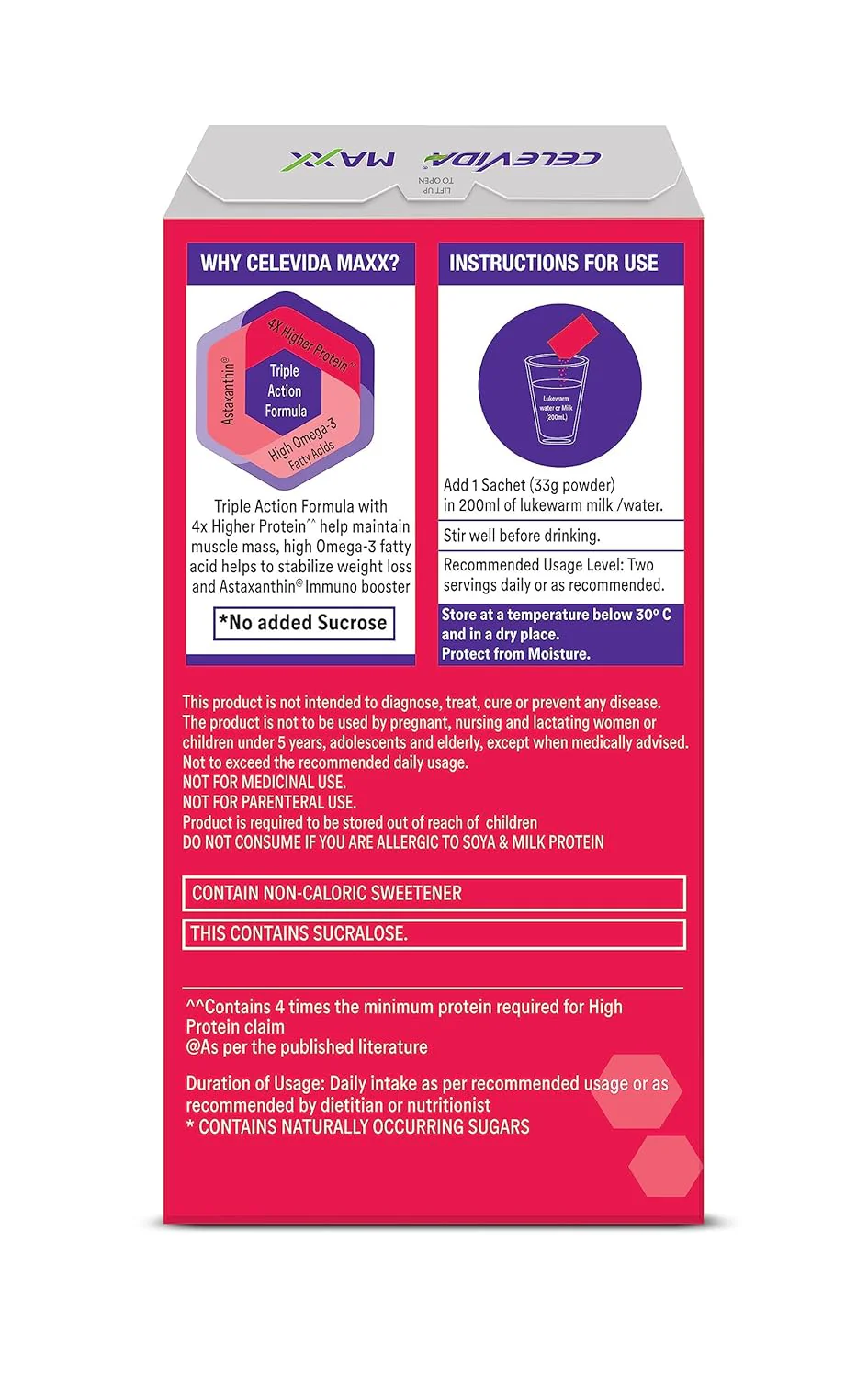 Celevida Maxx Dr. Reddys - High-Protein and Immunity Supplement to support muscle health and immunity | Strawberry Flavour | (7 sachets x 33g) - Image 2