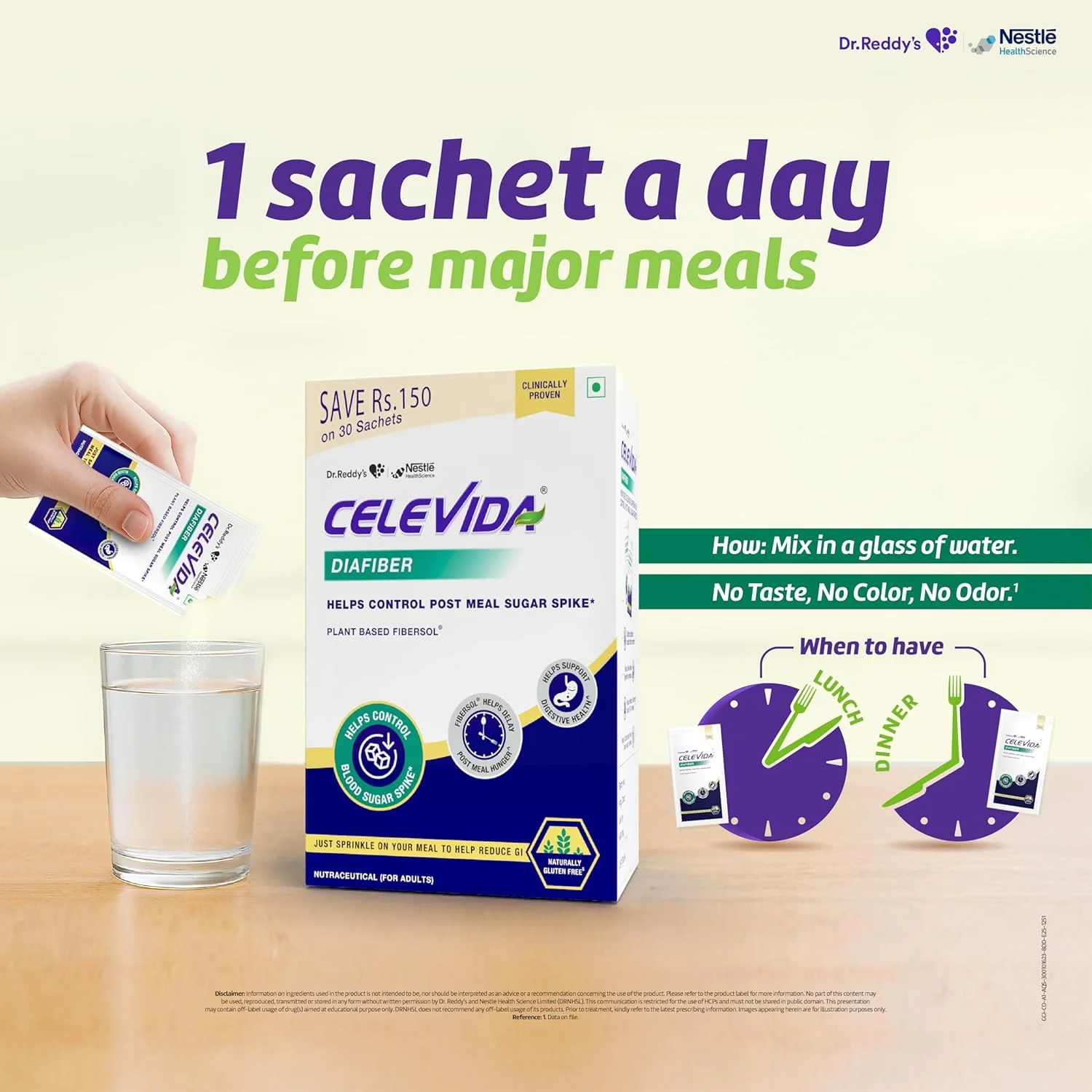 Celevida Diafiber Diabetes Care Product| 100% Plant Based Fibersol® Helps Control Post Meal Sugar Spike|Helps delay post meal hunger 360g (Pack of 30 Sachets) - Image 5
