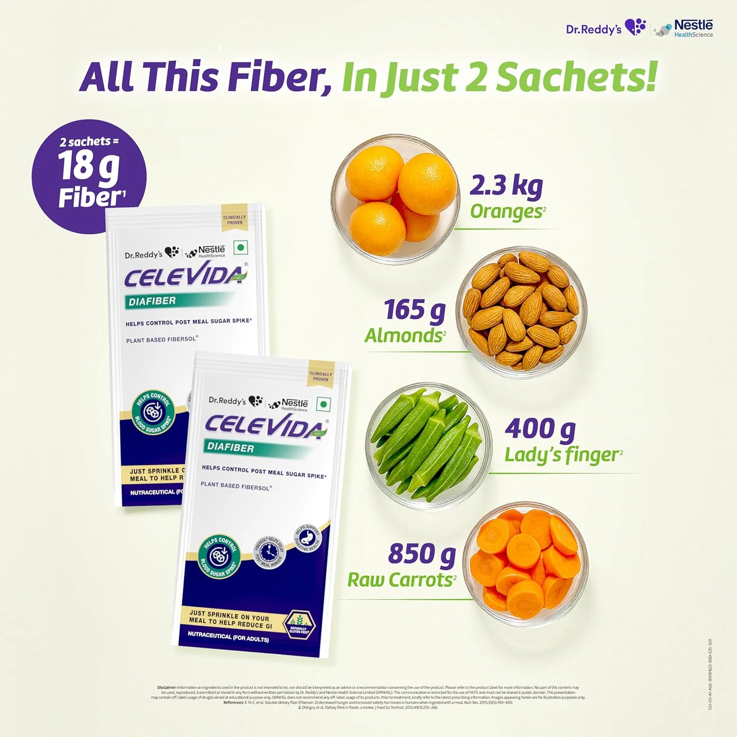 Celevida Diafiber Diabetes Care Product| 100% Plant Based Fibersol® Helps Control Post Meal Sugar Spike|Helps delay post meal hunger 360g (Pack of 30 Sachets) - Image 7
