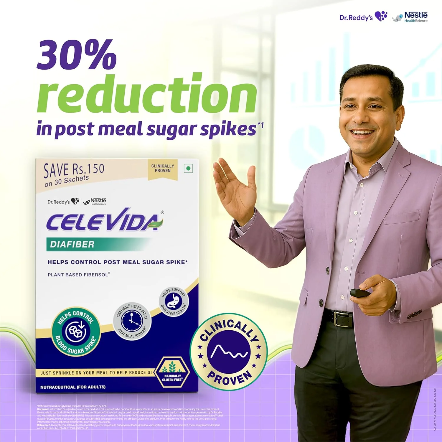 Celevida Diafiber Diabetes Care Product| 100% Plant Based Fibersol® Helps Control Post Meal Sugar Spike|Helps delay post meal hunger 360g (Pack of 30 Sachets) - Image 8