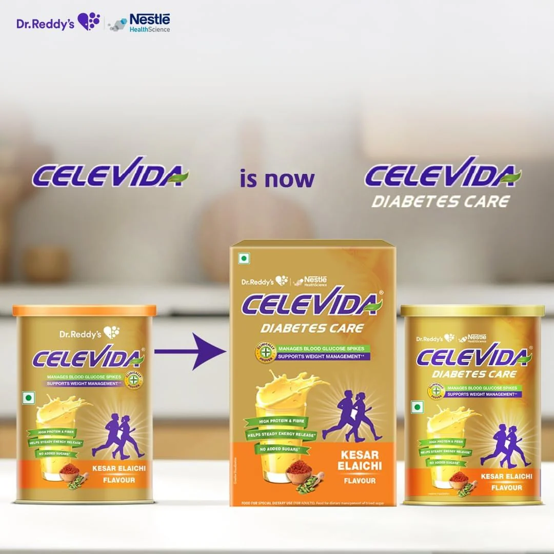 Celevida Protein Powder Drink for Diabetes Management by Dr. Reddy | Kesar Elaichi Flavour | No Added sugar | Plant based | For Sugar control Weight Management & Immunity Support | 400gm BIB - Image 4