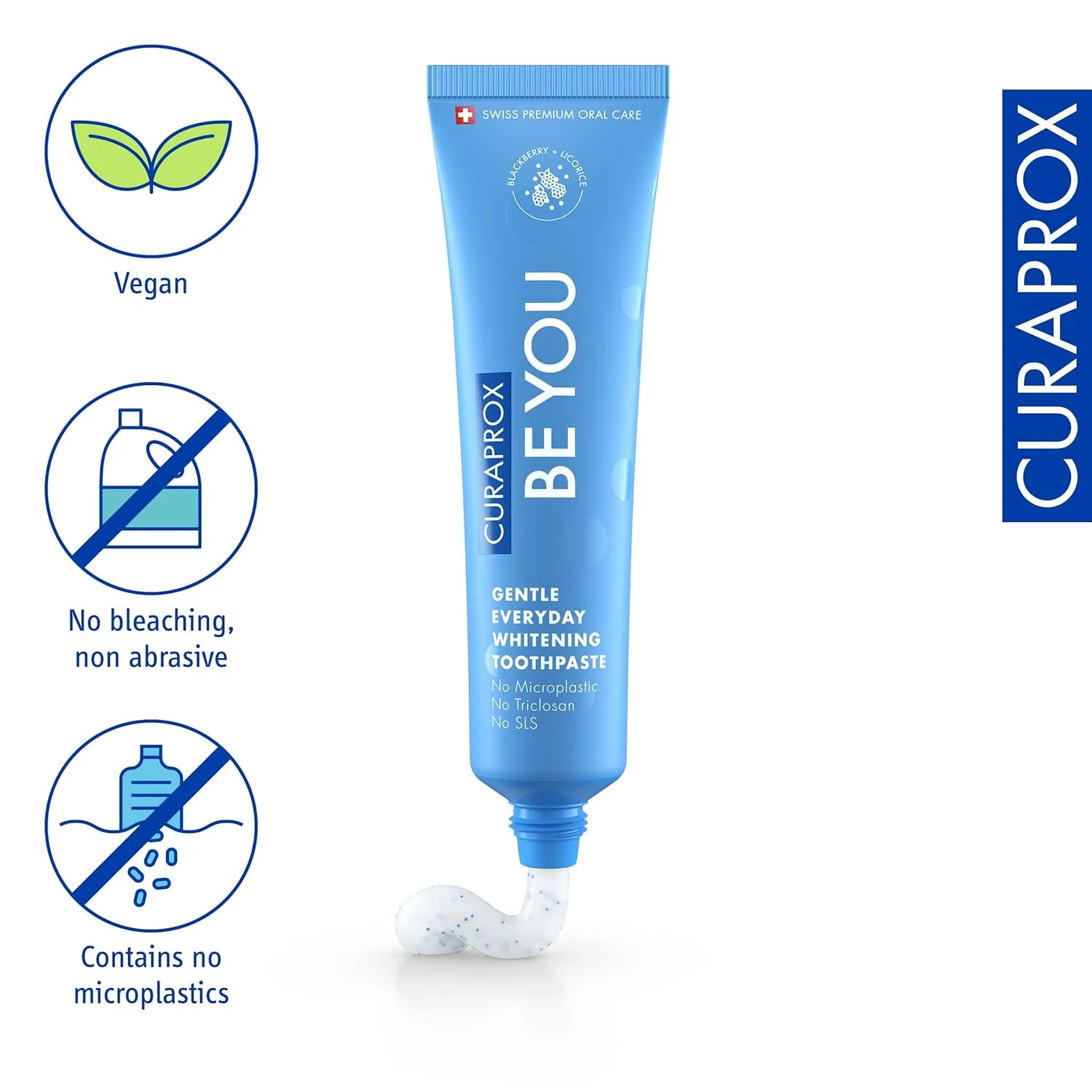 Curaprox BeYou Toothpaste 60ml - Gentle Everyday Whitening Toothpaste - SLS Free Microplastic Free Triclosan Free Fluoride Toothpaste (Blue) - Image 3