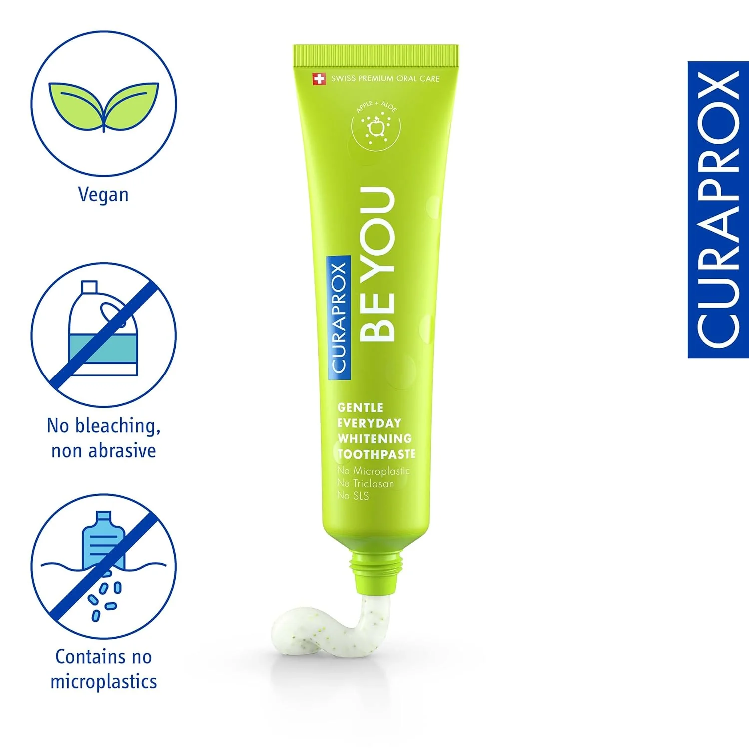 Curaprox BeYou Toothpaste 60ml - Gentle Everyday Whitening Toothpaste - SLS Free Microplastic Free Triclosan Free Fluoride Toothpaste (Green) - Image 3