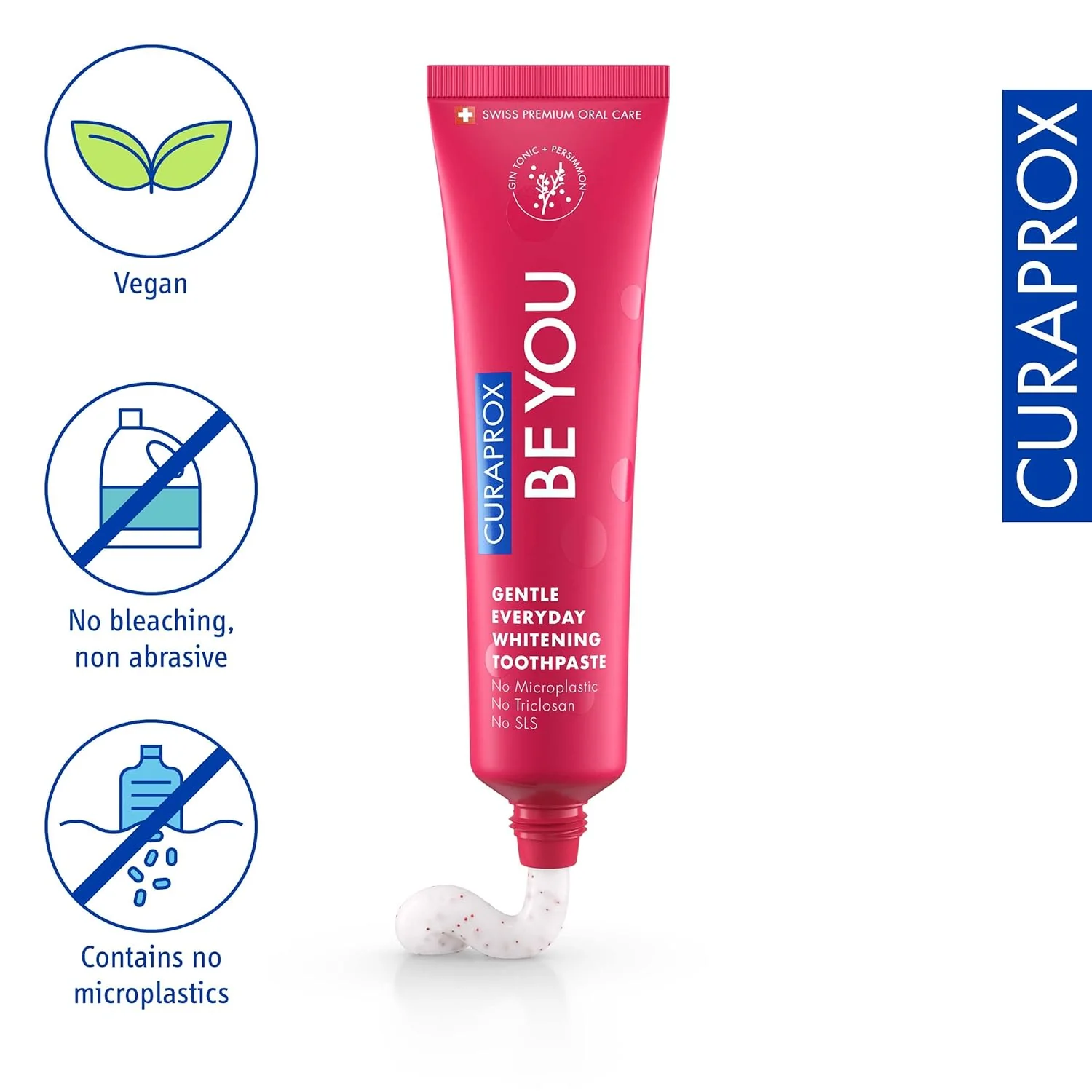 Curaprox BeYou Toothpaste 60ml - Gentle Everyday Whitening Toothpaste - SLS Free Microplastic Free Triclosan Free Fluoride Toothpaste (Red) - Image 3