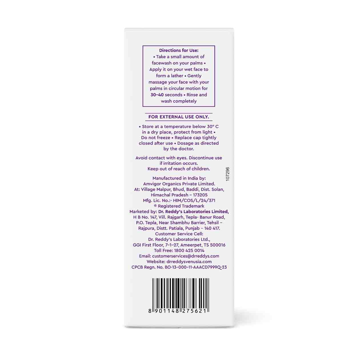 Dr. Reddy's Venusia Acne Facewash | Sebum Control & Hydrating Formula | Clears Acne-marks & Inhibits acne-causing bacteria | Enriched with encapsulated Salicylic Acid,  Glycolic Acid, Ceramide - Oat - HA Complex | Oily & Acne-Prone Skin | 75g - Image 5