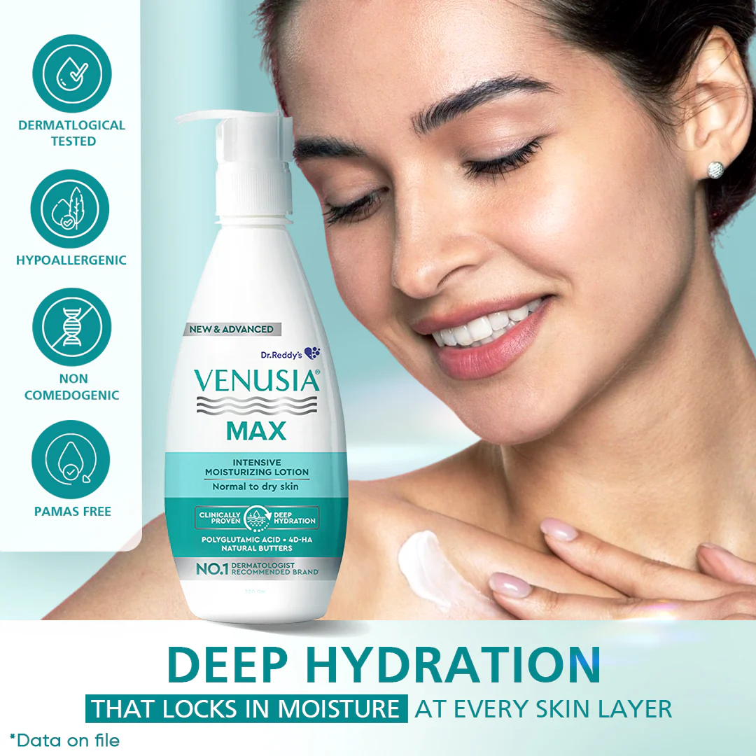 Dr. Reddy's Venusia Max Intensive Moisturizing Lotion, Repairs Skin, Provides Soft & Smooth Skin, 300 GM - Image 6