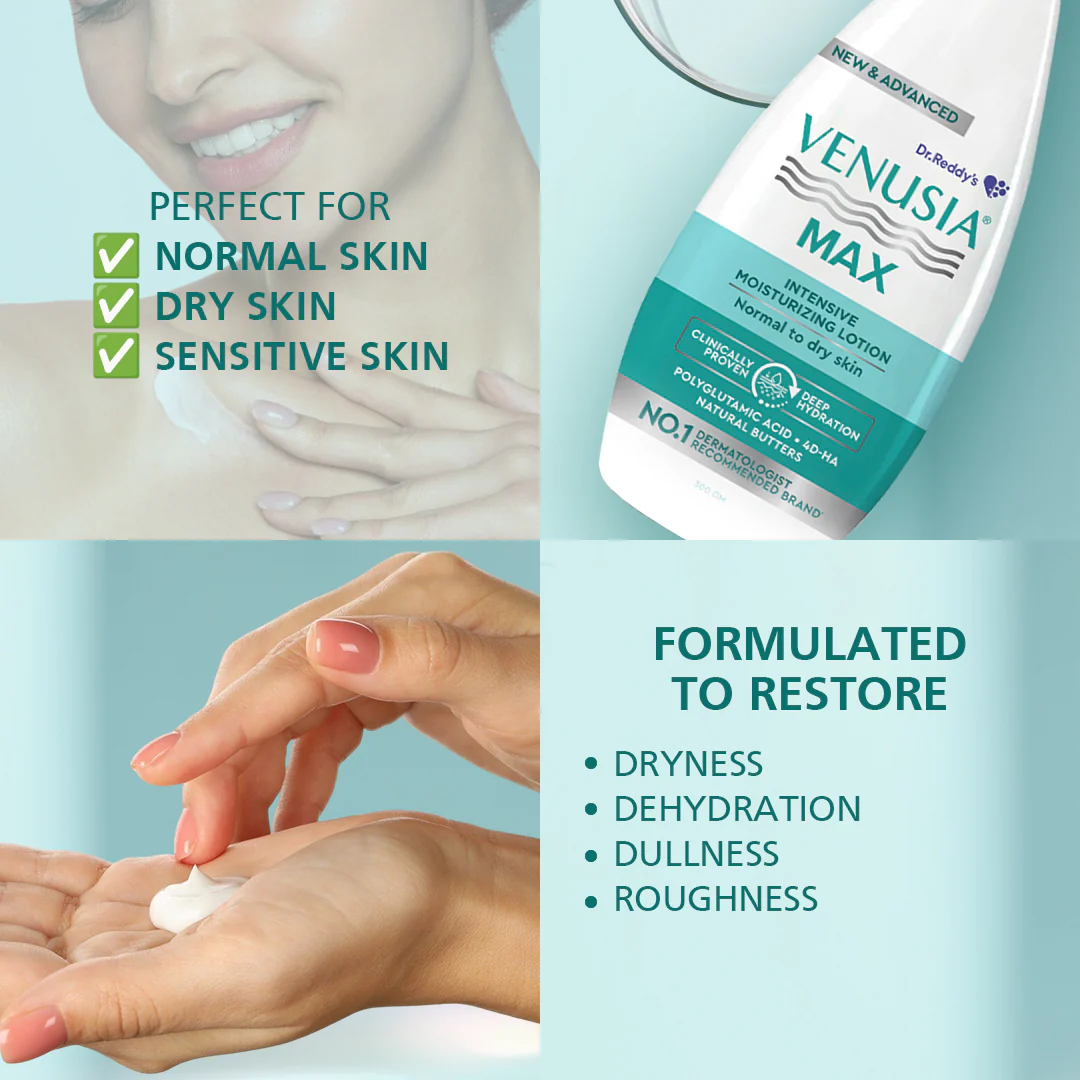 Dr. Reddy's Venusia Max Intensive Moisturizing Lotion, Repairs Skin, Provides Soft & Smooth Skin, 300 GM - Image 8