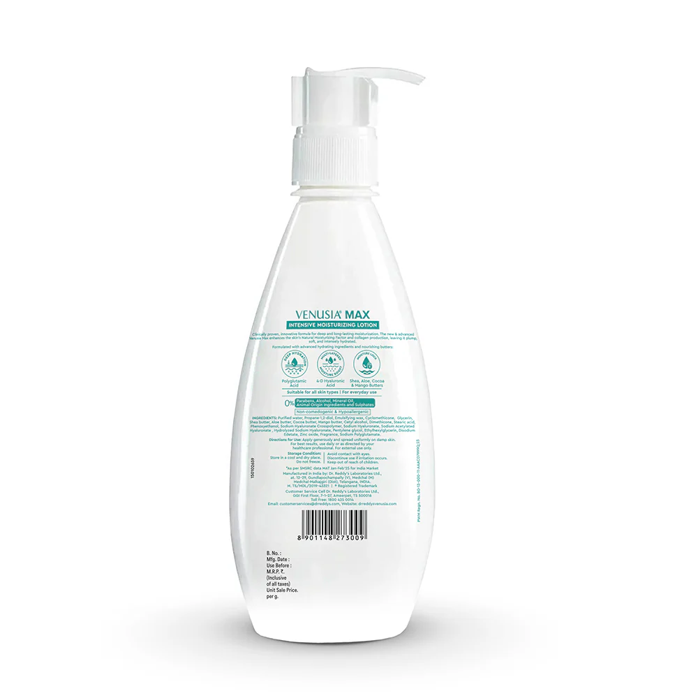 Dr. Reddy's Venusia Max Intensive Moisturizing Lotion, Repairs Skin, Provides Soft & Smooth Skin, 300 GM - Image 9