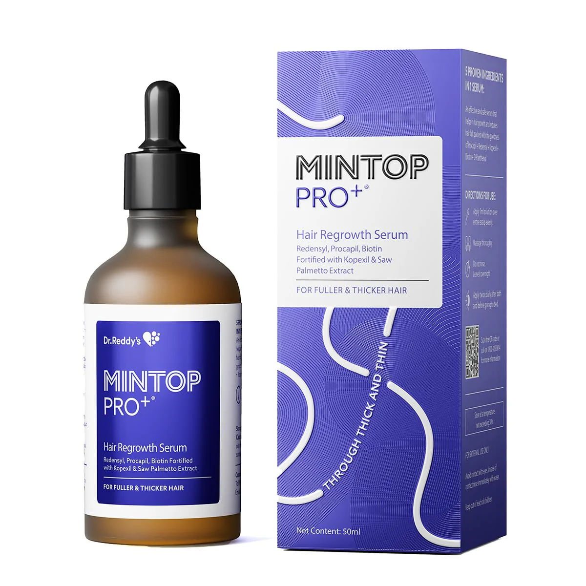 Mintop Pro Plus| Hair Regrowth Serum by Dr Reddys|Fortified with Redensyl Procapil Biotin and Copexil| Proven Hair Fall Control| Scalp Nutrition| 50 Ml - Image 2