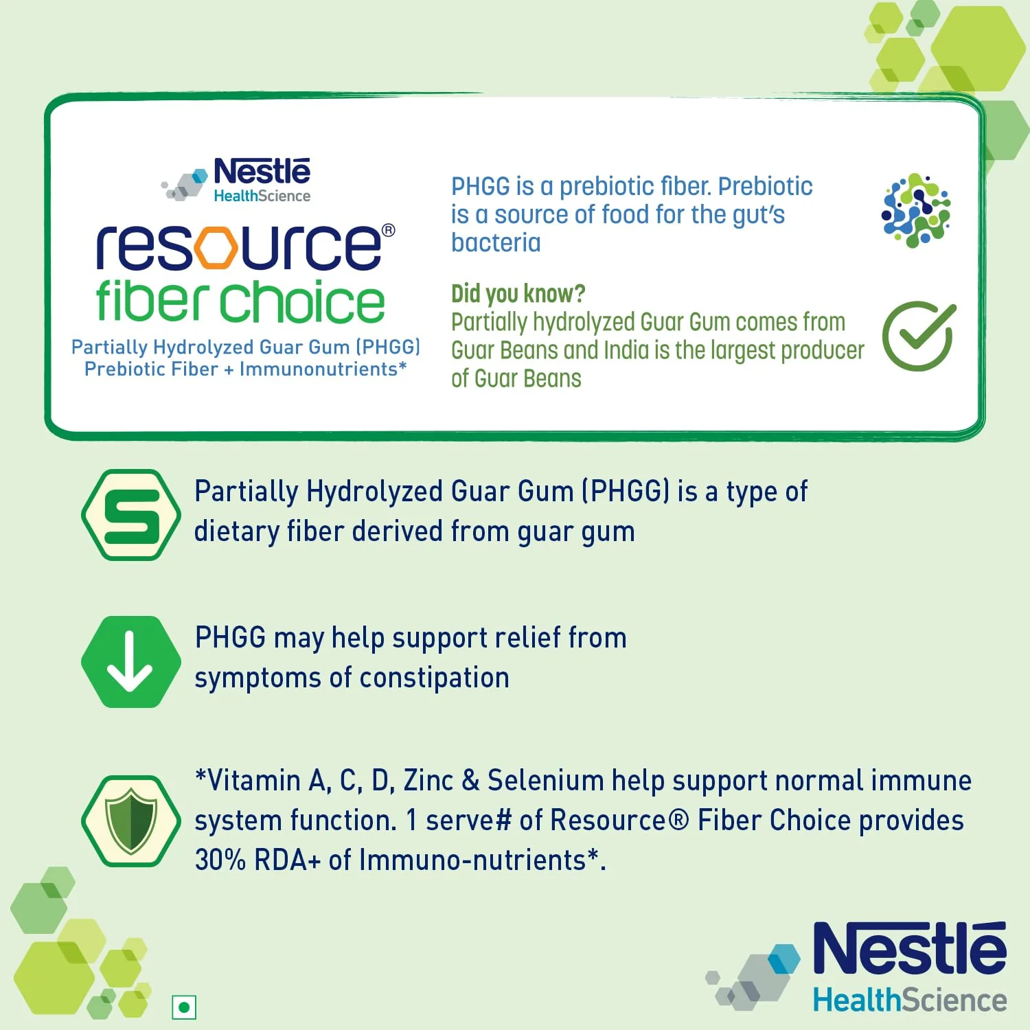 Nestle Resource Fiber Choice Partially Hydrolyzed Guar Gum (PHGG) Prebiotic Fiber  Immunonutrients For Gut Health and Constipation Relief Contains 14 sachets 86.8g - Image 5