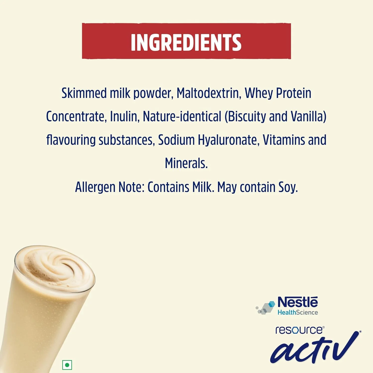 Nestle Resource Activ High Protein Shake with New Edge Formula Vanilla Flavour Strengthens Muscles Bones Immune System Improves Skin 400g Baginbox pack - Image 5