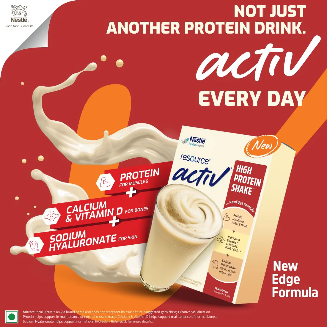Nestle Resource Activ High Protein Shake with New Edge Formula Vanilla Flavour Strengthens Muscles Bones Immune System Improves Skin 400g Baginbox pack - Image 9