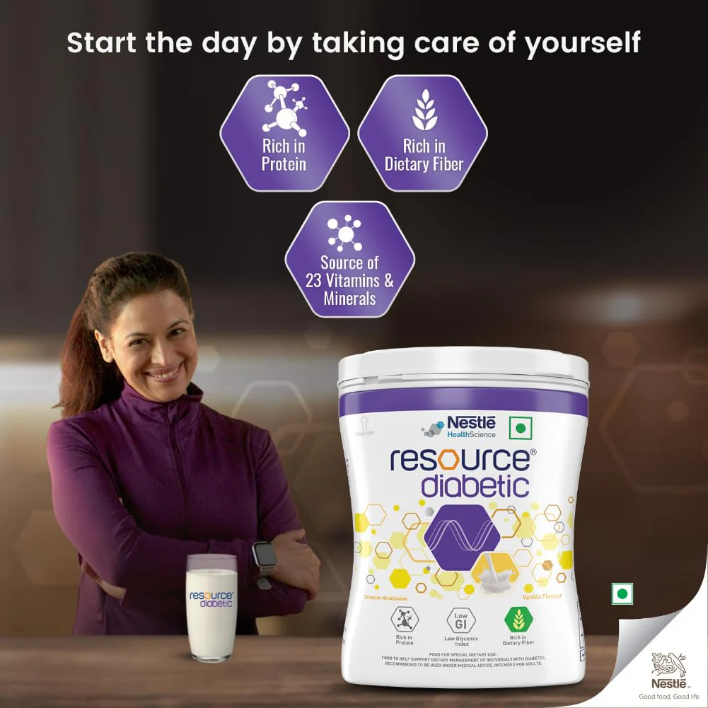 RESOURCE Diabetic Adult Nutrition For Diabetic Patients Low Gi Formula Vanilla Flavoured Protein Powder 400g Pet Jar - Image 6