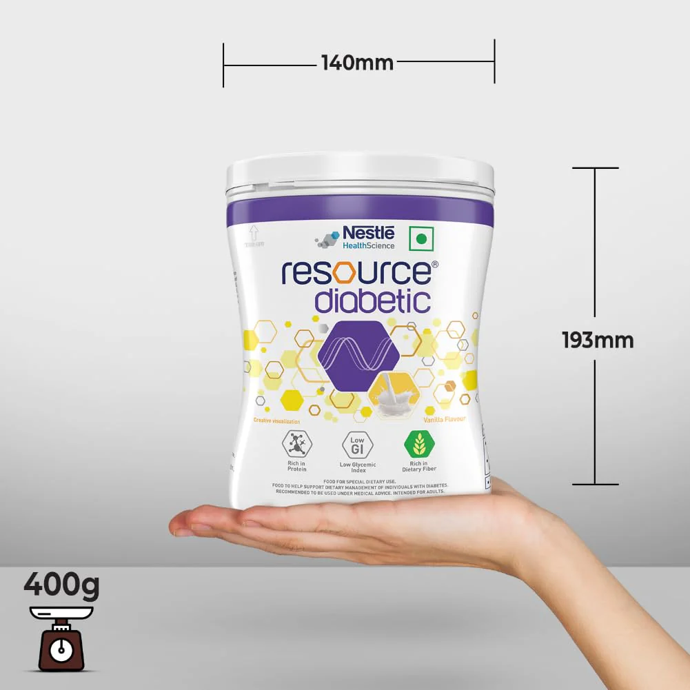 RESOURCE Diabetic Adult Nutrition For Diabetic Patients Low Gi Formula Vanilla Flavoured Protein Powder 400g Pet Jar - Image 8