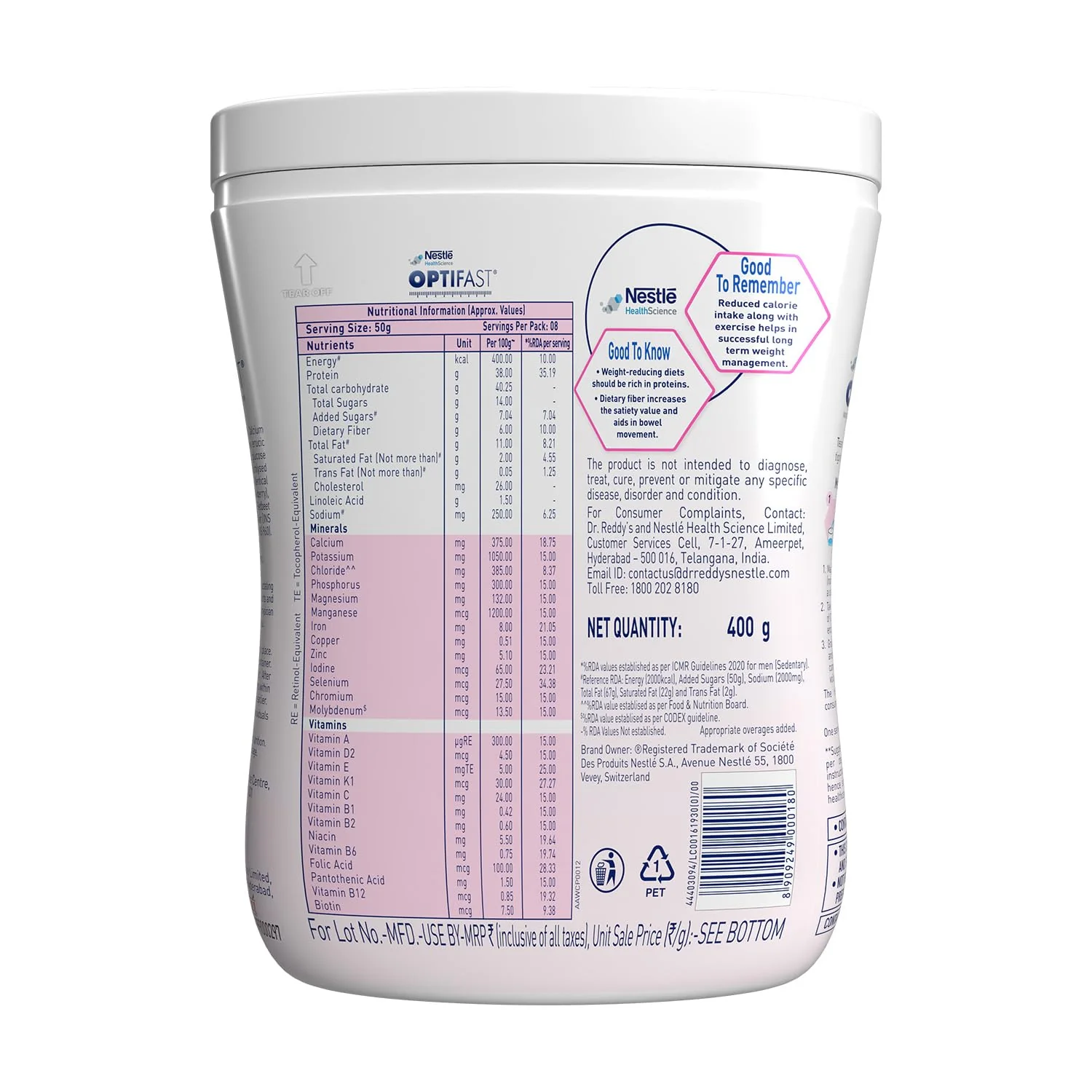 Optifast Weight Management Shake | Strawberry Flavour | Scientifically Designed Weight Loss Diet | Meal Replacement Shake for Weight Loss | 400g Jar - Image 3
