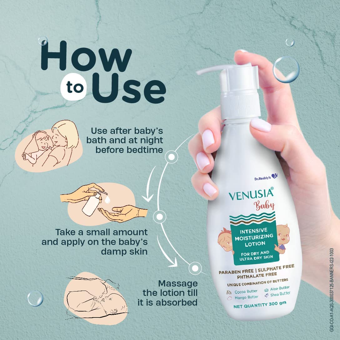 Dr. Reddy's Venusia Baby Intensive Moisturizing Lotion, provides soft and smooth skin, 300 GM - Image 4