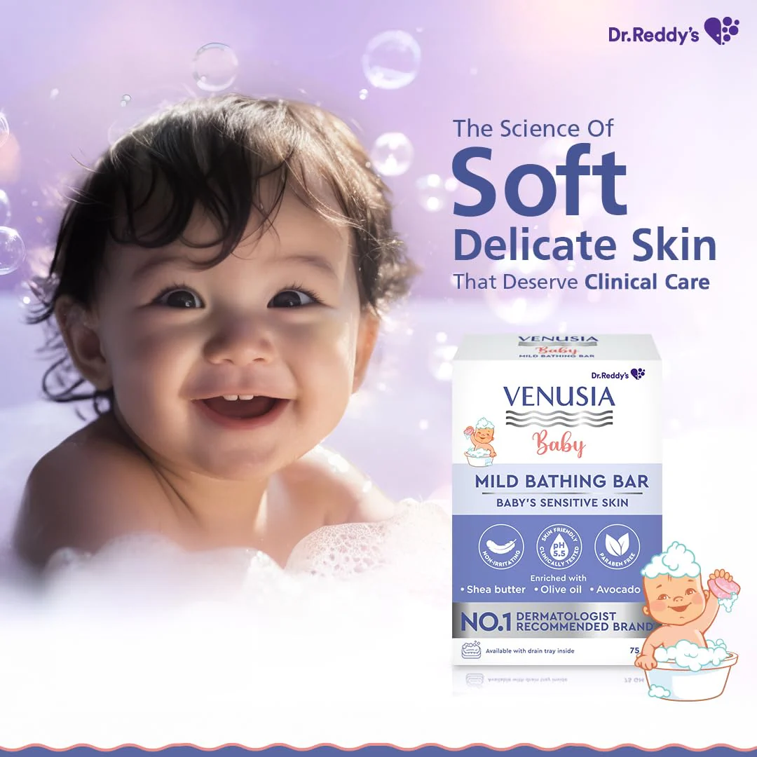 venusia Baby Mild Bathing Bar | Enriched with Shea Butter Olive Oil and Avocado Oil  (75 g) - Image 4