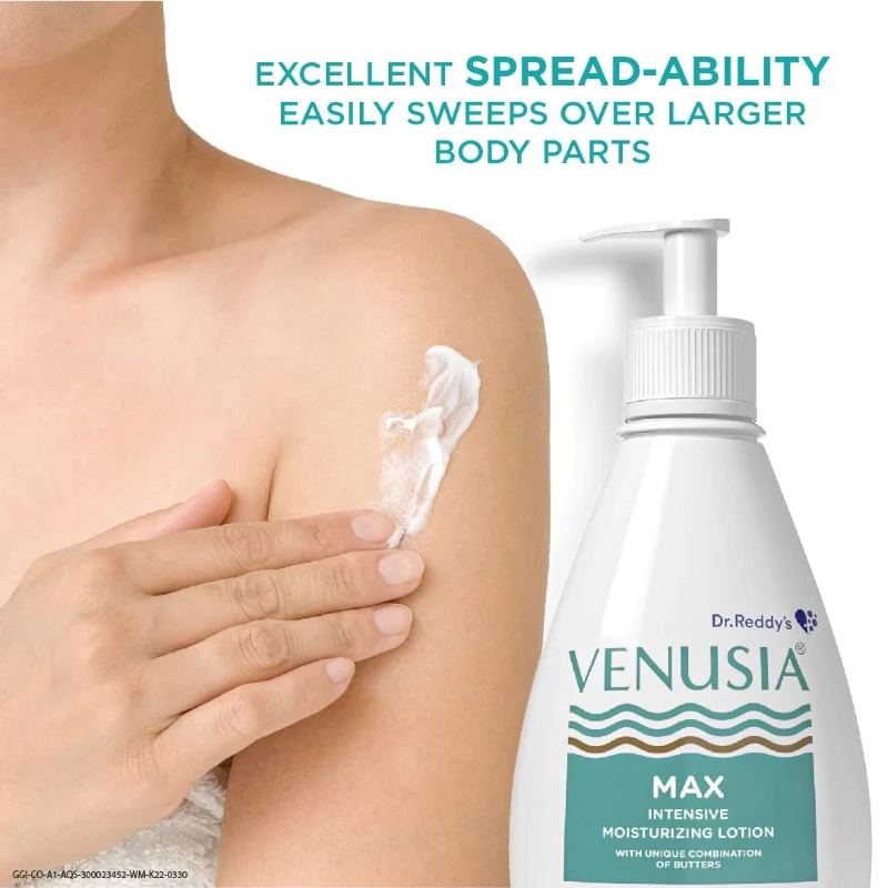 Dr. Reddy's Venusia Max Intensive Moisturizing Lotion, 500g & Venusia Moisturizing Bathing Bar, Syndet Bar, 75gfor All Skin Types, Repairs Dry Skin, Soft and Smooth Skin, Moisturized and Hydrated Skin (Combo) - Image 5