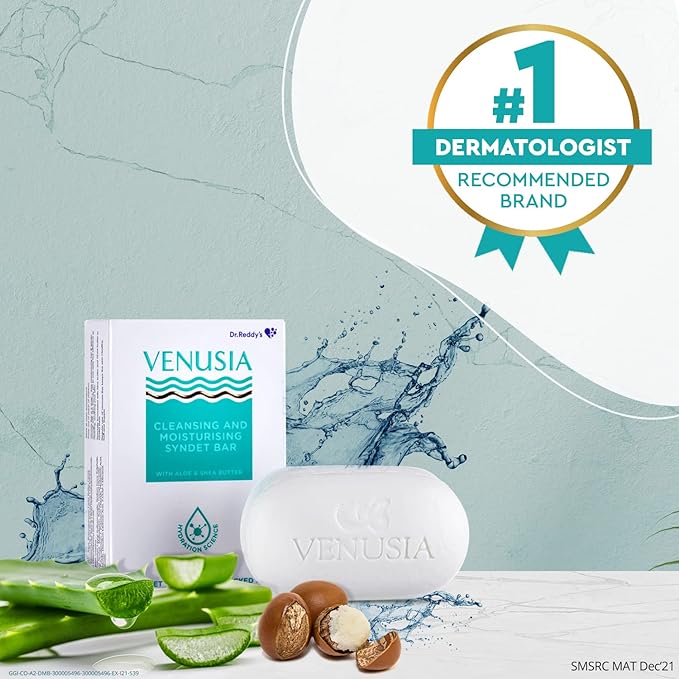 Dr. Reddy's Venusia Max Intensive Moisturizing Lotion, 500g & Venusia Moisturizing Bathing Bar, Syndet Bar, 75gfor All Skin Types, Repairs Dry Skin, Soft and Smooth Skin, Moisturized and Hydrated Skin (Combo) - Image 7