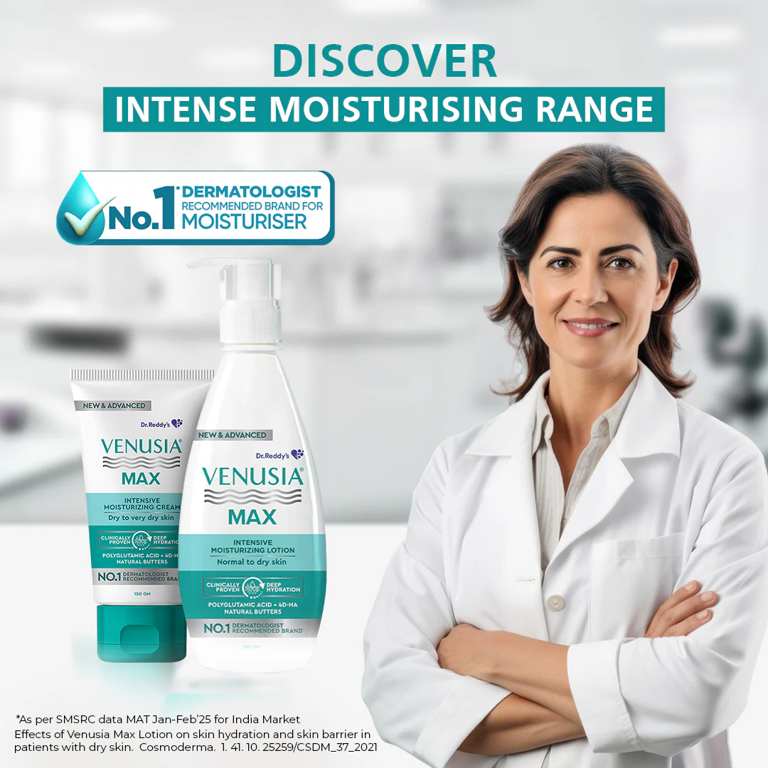 Dr. Reddy's Venusia Max Intensive Moisturizing Cream, For Dry Skin, Repairs & Smoothens Skin, 150 GM - Image 7