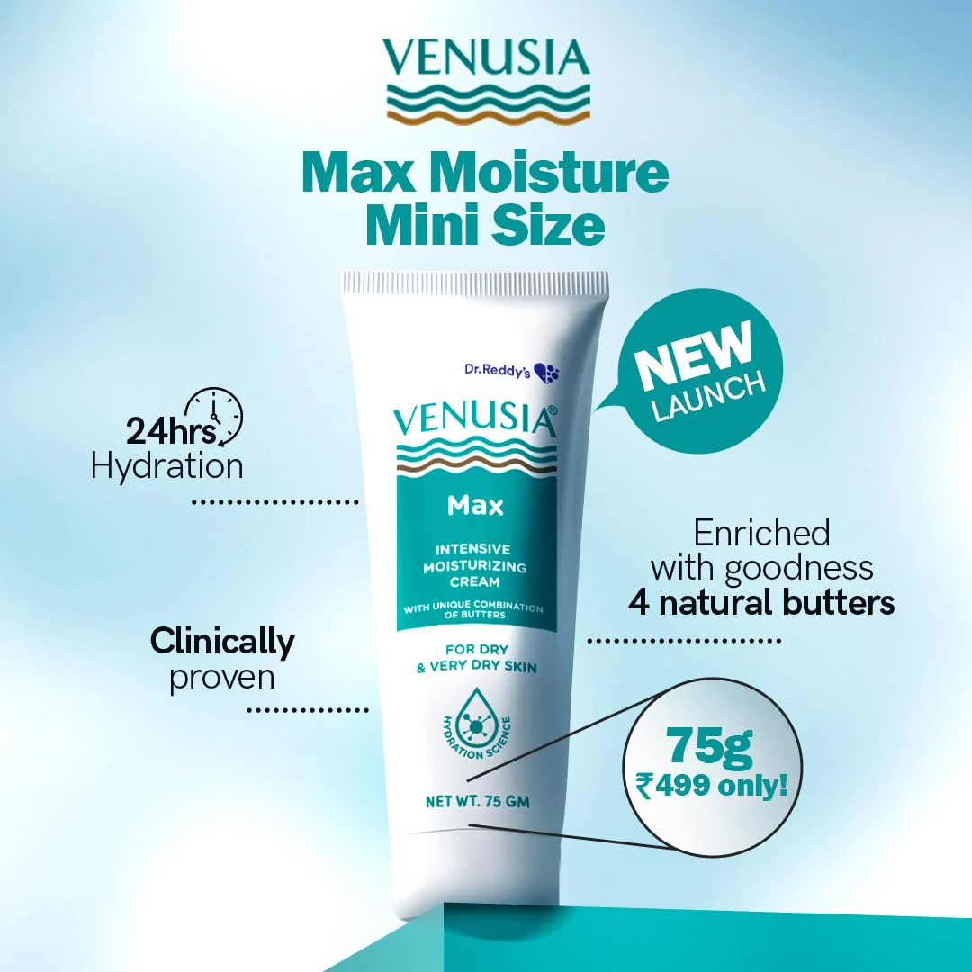 VENUSIA Max Moisturiser For Everyday Use for Dry Skin Contains Shea Butter Mango Butter Aloe Butter & Cocoa Butter. Paraben Free & Non irritant formula Dermat Recommended 75g - Image 3