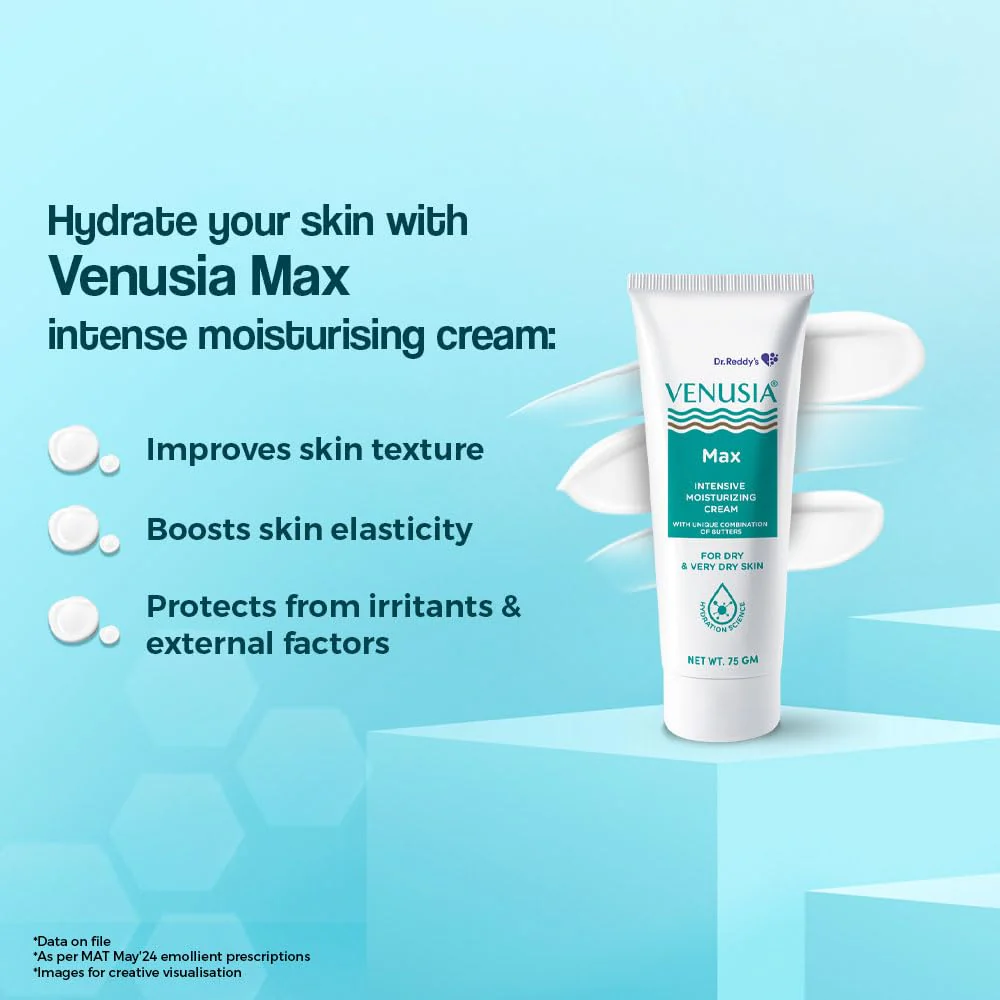 VENUSIA Max Moisturiser For Everyday Use for Dry Skin Contains Shea Butter Mango Butter Aloe Butter & Cocoa Butter. Paraben Free & Non irritant formula Dermat Recommended 75g - Image 6