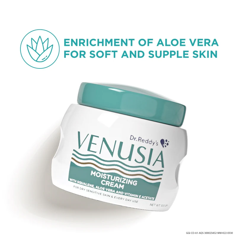 Dr. Reddy's I Venusia Moisturizing Cream IIBody & face cream for dry to very dry skin IWith Aloe Vera, Vitamin E and Squalene I Upto 24 hrs hydration I Non comedogenic, Non greasy, Dermat Recommended I 100g - Image 5
